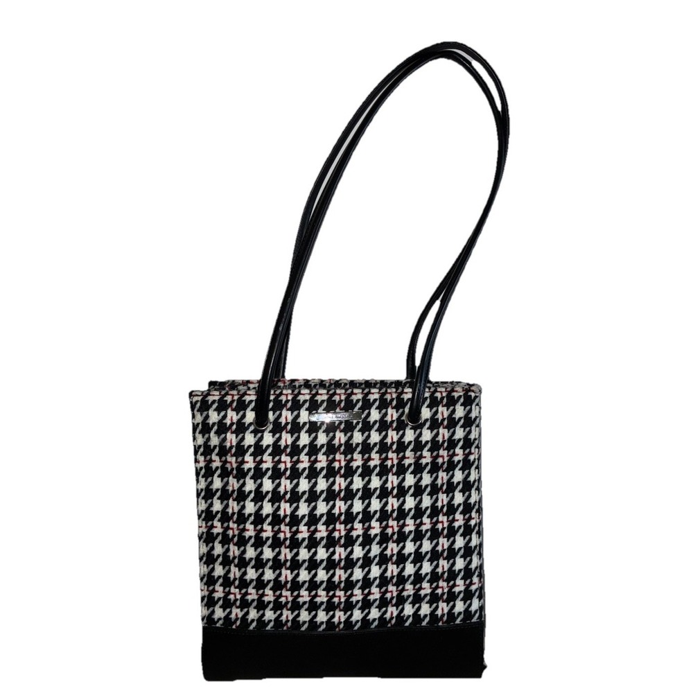 Nine West Houndstooth Shoulder Bag Black White Y2K Baguette Purse Coquette